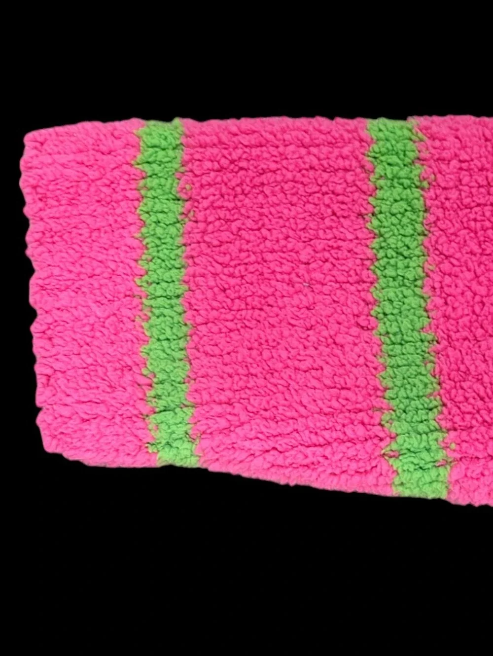 Angel Dear Girl's Chenille Pink and Green Striped Hooded Jacket